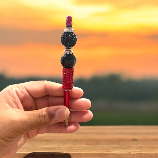 Red & Black Bedazzled Pen